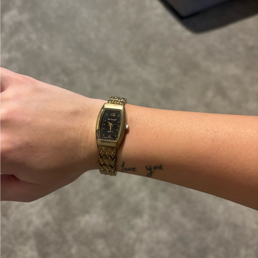 Gold Rectangular Wristwatch
